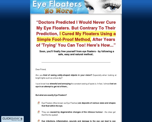 Eye Floaters No More – Get Rid of Eye Floaters Easily, Naturally and Forever Honest Review in 2023